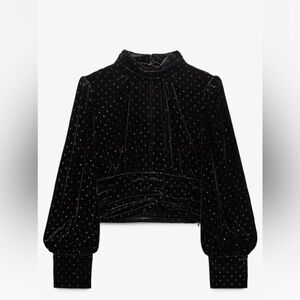 Zara Black Velvet Women's Blouse